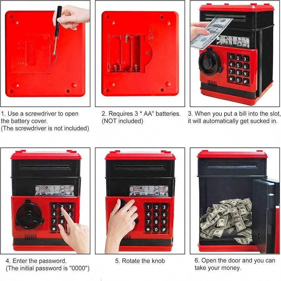 Piggy Bank Cash Coin Can ATM Bank Electronic Coin Money Bank For Kids Age 3-12, Money Savings Box Mini ATM Coin Bank Toys Gifts For 3 4 5 6 7 8 9 10 11 12 Year Old Boys Girls