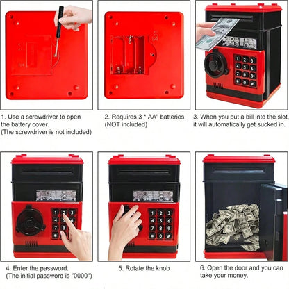 Piggy Bank Cash Coin Can ATM Bank Electronic Coin Money Bank For Kids Age 3-12, Money Savings Box Mini ATM Coin Bank Toys Gifts For 3 4 5 6 7 8 9 10 11 12 Year Old Boys Girls