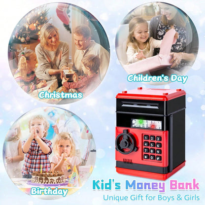 Piggy Bank Cash Coin Can ATM Bank Electronic Coin Money Bank For Kids Age 3-12, Money Savings Box Mini ATM Coin Bank Toys Gifts For 3 4 5 6 7 8 9 10 11 12 Year Old Boys Girls
