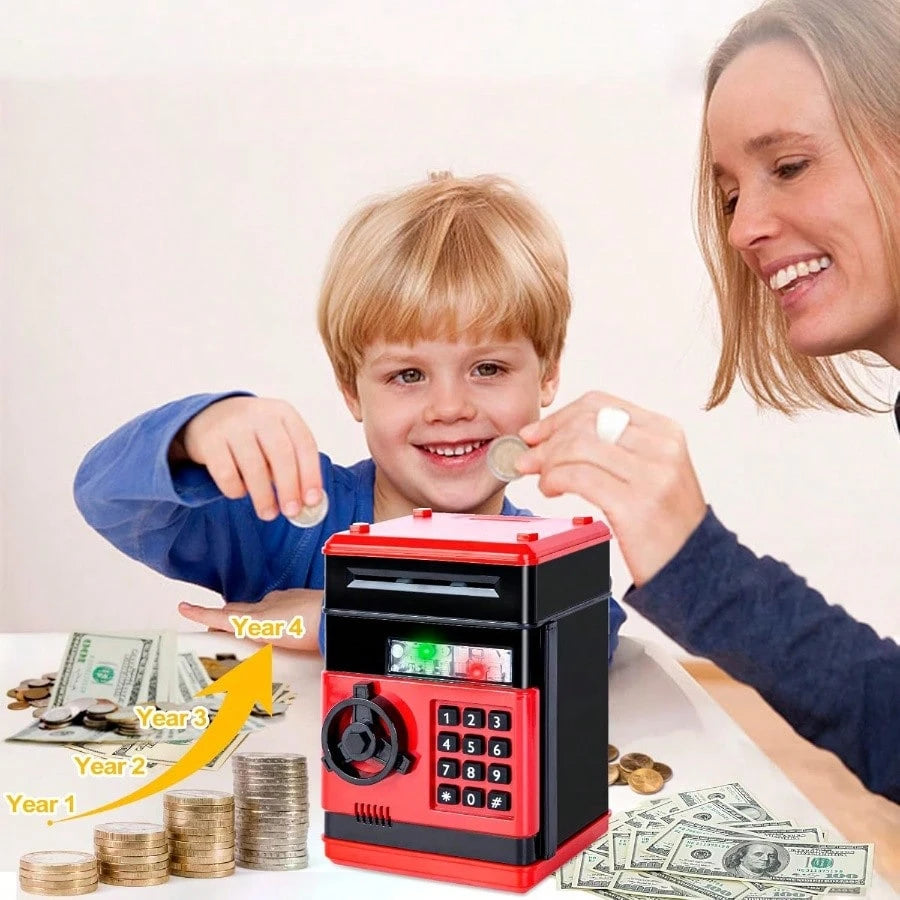 Piggy Bank Cash Coin Can ATM Bank Electronic Coin Money Bank For Kids Age 3-12, Money Savings Box Mini ATM Coin Bank Toys Gifts For 3 4 5 6 7 8 9 10 11 12 Year Old Boys Girls