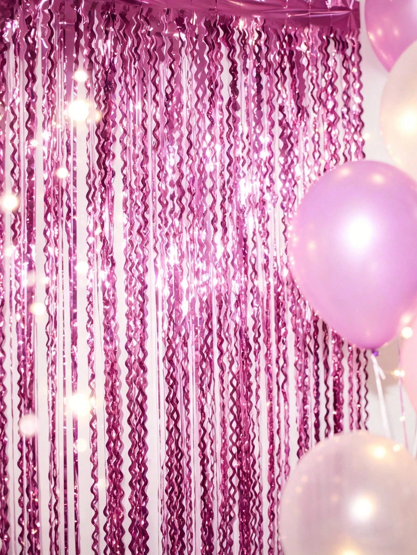 Pink And Blue Foil Fringe Curtain, Wavy Fringe Curtain, Suitable For Gender Reveal Party Decoration, Baby Shower Theme Boy Or Girl Backdrop, Photo Prop Supplies Set, Shiny Metallic Fringe Curtain Door