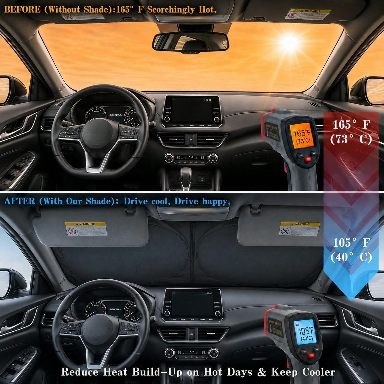 Pink Bow Car Windshield Sun Shade For Women, Cute Front Window Sunshade For Small Cars, Girly Pink Plaid Car Accessories For Sedan Compact Car- 59 X 27.5