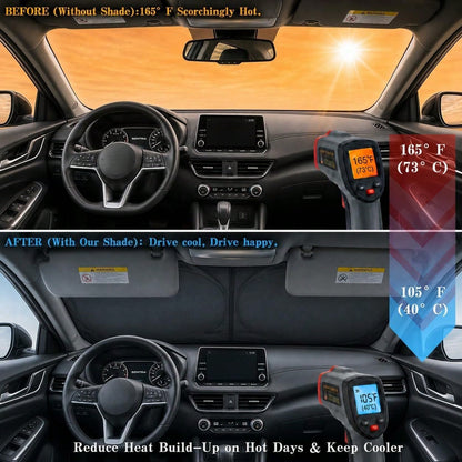 Pink Bow Car Windshield Sun Shade For Women, Cute Front Window Sunshade For Small Cars, Girly Pink Plaid Car Accessories For Sedan Compact Car- 59 X 27.5