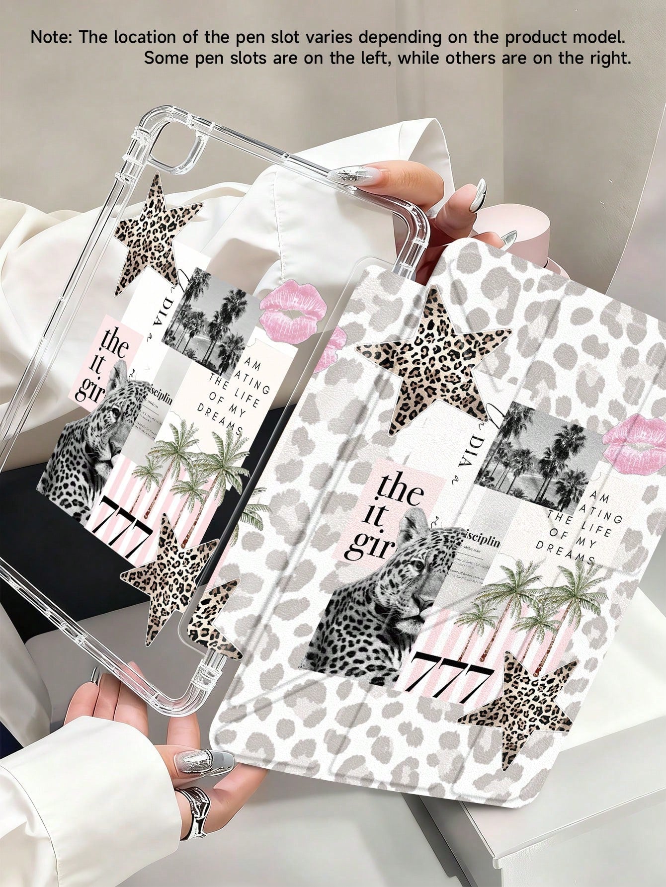Pink Leopard Print Shockproof Leopard, Star, Palm Tree Pattern Air 8 (M4) 2026 (11-Inch), Air 8 (M4) 2026 (13-Inch), 11-Inch Air M3 2025/M2 2024, Air 5th Gen 2022, (A16) 11-Inch 11th Gen 2025, Galaxy