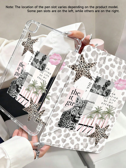 Pink Leopard Print Shockproof Leopard, Star, Palm Tree Pattern Air 8 (M4) 2026 (11-Inch), Air 8 (M4) 2026 (13-Inch), 11-Inch Air M3 2025/M2 2024, Air 5th Gen 2022, (A16) 11-Inch 11th Gen 2025, Galaxy