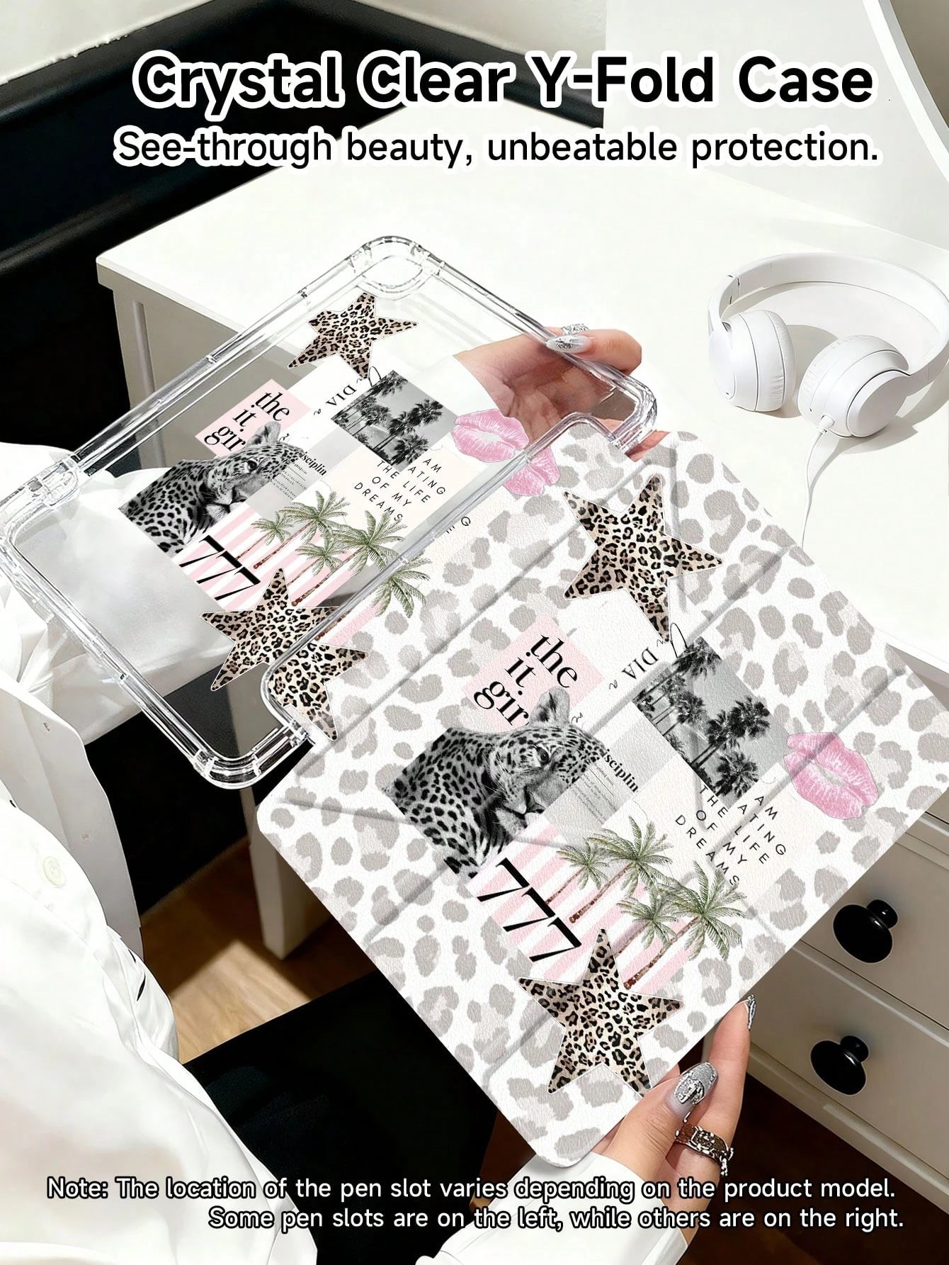 Pink Leopard Print Shockproof Leopard, Star, Palm Tree Pattern Air 8 (M4) 2026 (11-Inch), Air 8 (M4) 2026 (13-Inch), 11-Inch Air M3 2025/M2 2024, Air 5th Gen 2022, (A16) 11-Inch 11th Gen 2025, Galaxy