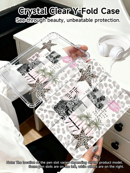 Pink Leopard Print Shockproof Leopard, Star, Palm Tree Pattern Air 8 (M4) 2026 (11-Inch), Air 8 (M4) 2026 (13-Inch), 11-Inch Air M3 2025/M2 2024, Air 5th Gen 2022, (A16) 11-Inch 11th Gen 2025, Galaxy