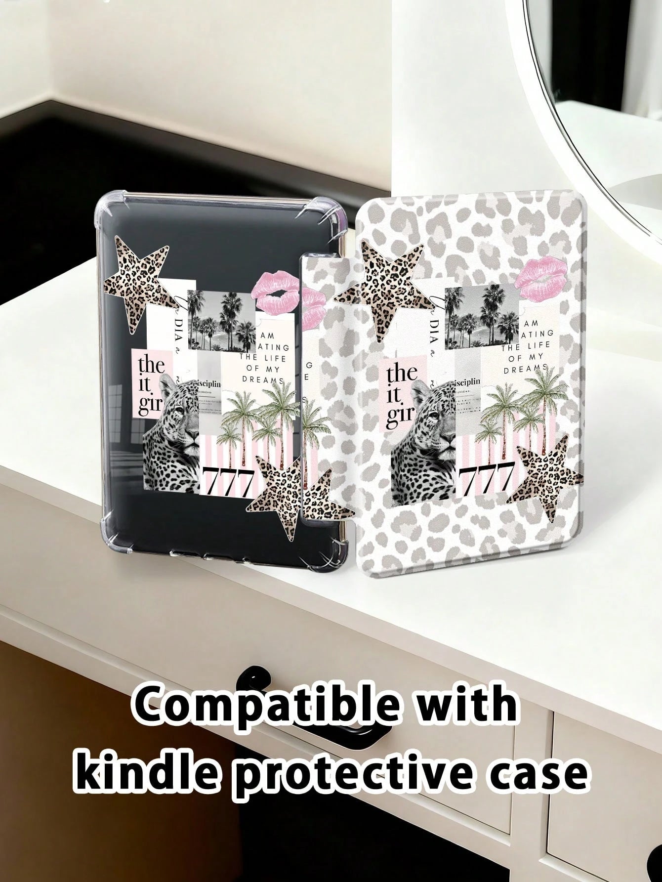 Pink Leopard Print Shockproof Leopard, Star, Palm Tree Pattern Air 8 (M4) 2026 (11-Inch), Air 8 (M4) 2026 (13-Inch), 11-Inch Air M3 2025/M2 2024, Air 5th Gen 2022, (A16) 11-Inch 11th Gen 2025, Galaxy