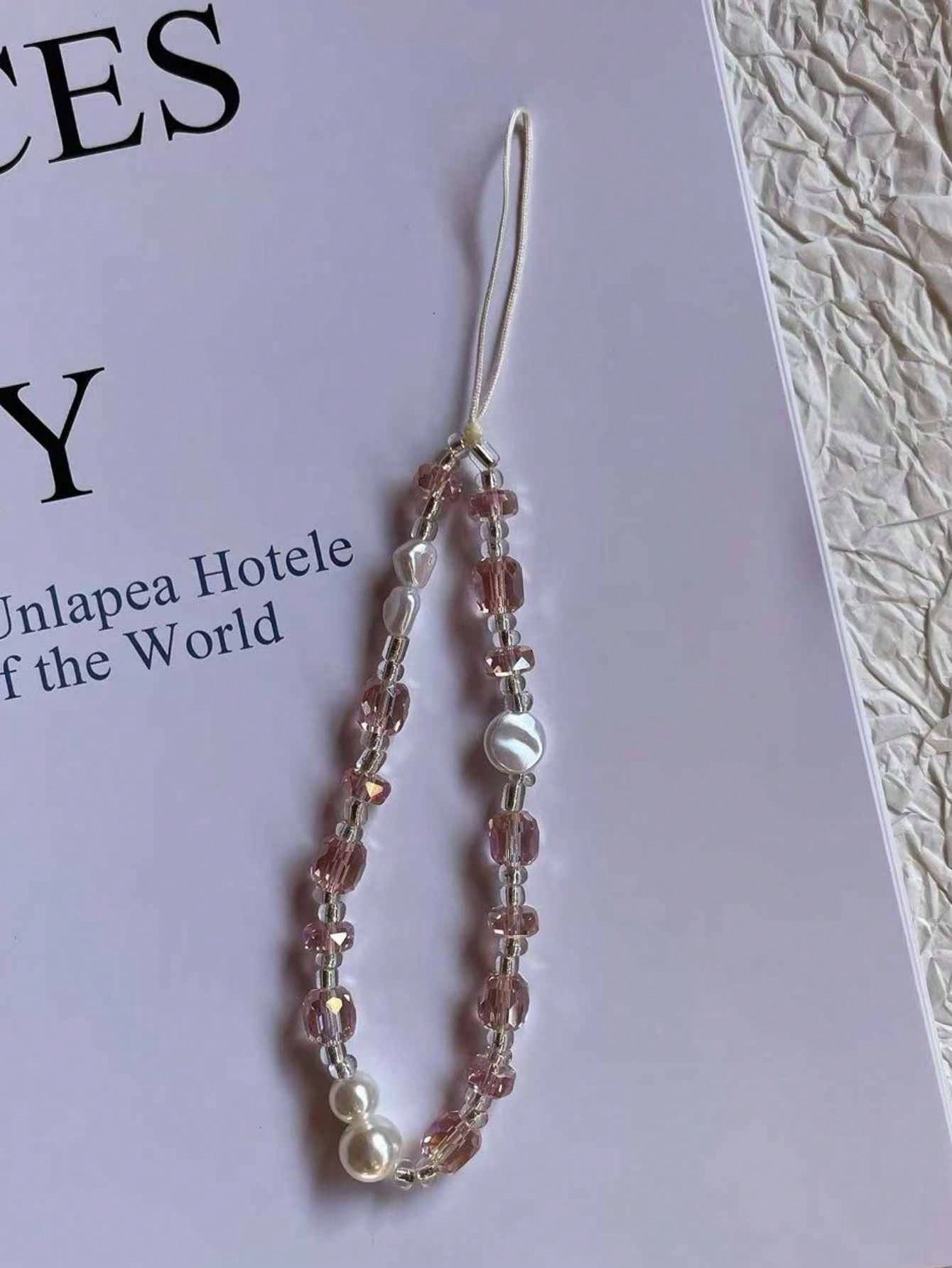 Pink Phone Chain With Crystal Shell Phone Rope Wrist Strap, Camera & Phone Accessory Gifts For Mother, Family, Friends, Birthday, Holiday Phone Charm