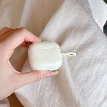 Pink Polka Dot Minimalist Design Earphone Case + Hanging Loop Set, Compatible With Apple Pro2/ Pro/ 4/ 3/ 2