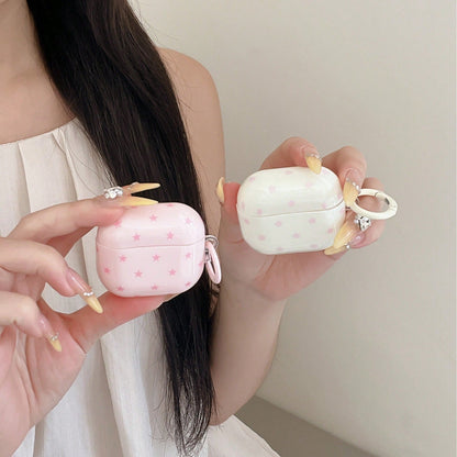 Pink Polka Dot Minimalist Design Earphone Case + Hanging Loop Set, Compatible With Apple Pro2/ Pro/ 4/ 3/ 2