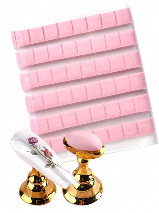 Pink Reusable Clay For Nail Display, Nail Glue Adhesive Clay, Professional Manicure Practice Tool