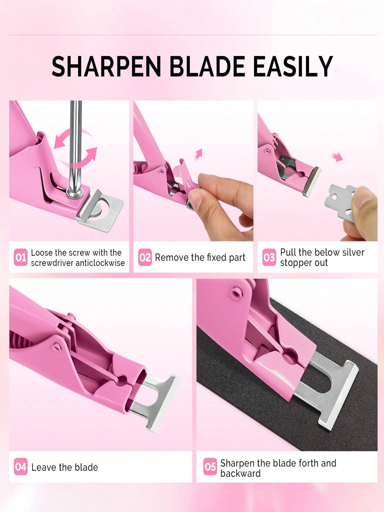 Pink/Silver Adjustable Nail Clippers, Includes 15pcs Magnetic And Size Ruler, Stainless Steel Fake Nail Tip Scissors, Suitable For Acrylic/Fake Nails, Sharp Blade Nail Art Tools, Salon Nail Supplies