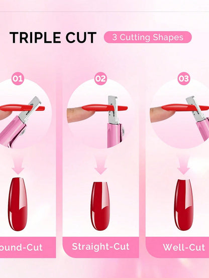 Pink/Silver Adjustable Nail Clippers, Includes 15pcs Magnetic And Size Ruler, Stainless Steel Fake Nail Tip Scissors, Suitable For Acrylic/Fake Nails, Sharp Blade Nail Art Tools, Salon Nail Supplies