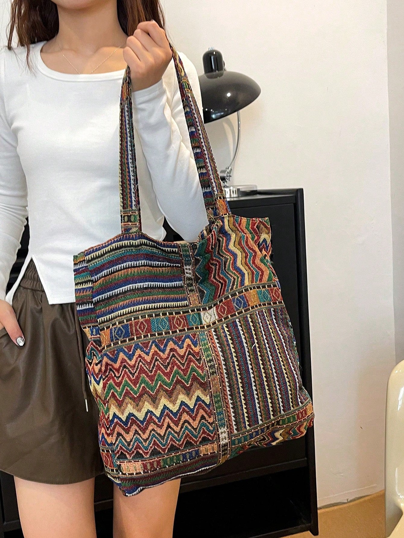 Plaid Pattern Linen Shoulder Bag With Random Arrangement, Vintage, Retro, Bohemian Style Boho Bag For Women, Matching With Ibiza Fits Perfectly, Bohemian Outfit For Women, Boho, Vintage