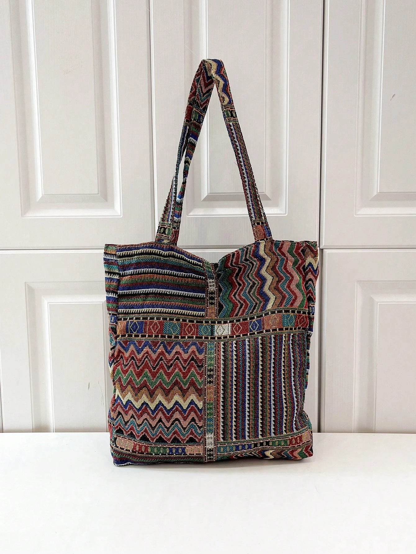 Plaid Pattern Linen Shoulder Bag With Random Arrangement, Vintage, Retro, Bohemian Style Boho Bag For Women, Matching With Ibiza Fits Perfectly, Bohemian Outfit For Women, Boho, Vintage