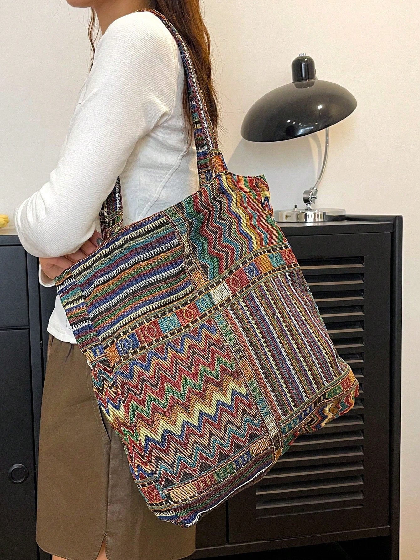 Plaid Pattern Linen Shoulder Bag With Random Arrangement, Vintage, Retro, Bohemian Style Boho Bag For Women, Matching With Ibiza Fits Perfectly, Bohemian Outfit For Women, Boho, Vintage