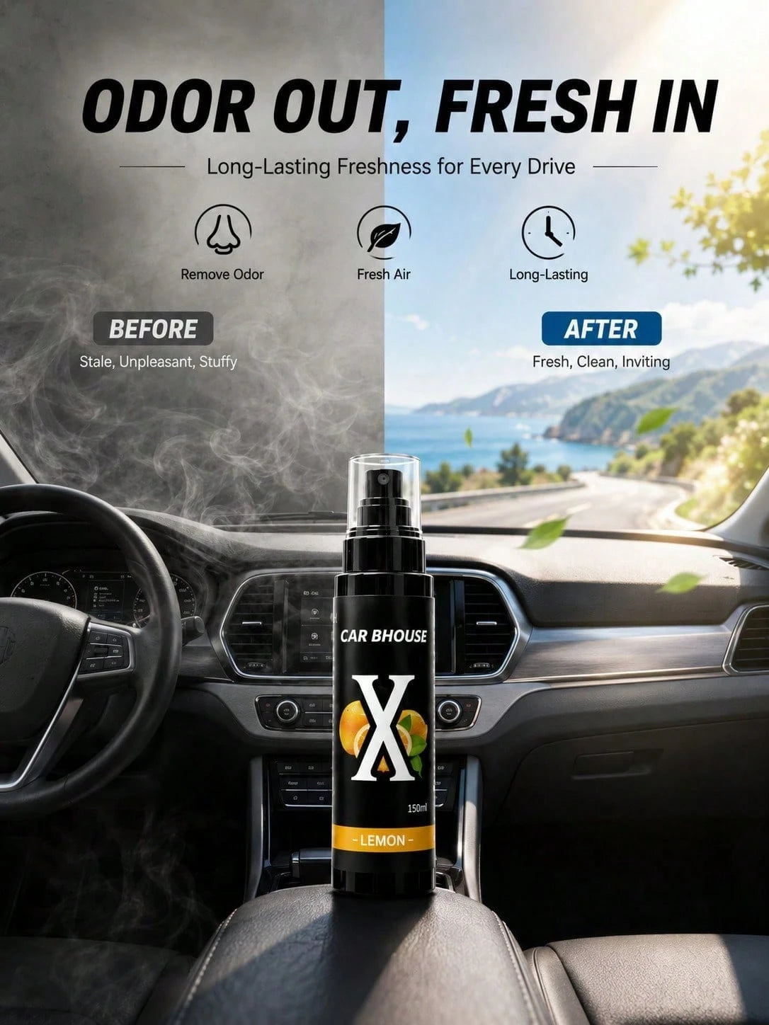 Plant-Based Car Air Freshener Spray, 9 Scents Vanilla/Bubblegum/Cherry/New Car/Oud/Ocean, Long-Lasting Odor Eliminator, Cute Car Accessories For Women, Car/Home/RV Fragrance, Gift For Men & Women
