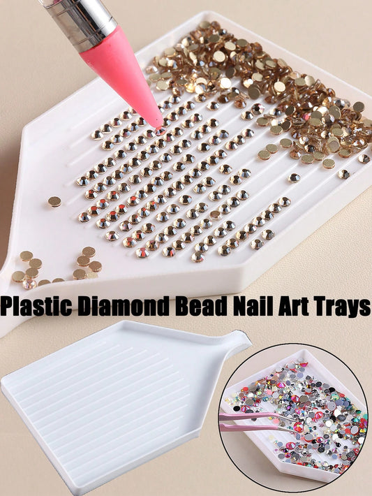 Plastic Diamond Nail Art Rhinestone Bead Organizer Tray| Rhinestone Bead Sorting & Storage Tray, DIY Craft Diamond Accessories Tool, Nail Salon Tool