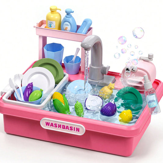 Play Sink With Running Water, Play Kitchen Toys Sink For Kids 3 4 5 6 7 Years Old, Electrical Dishwasher, Color Changing Kitchen Accessories, Dishes Games, Gifts For Toddlers 3-5