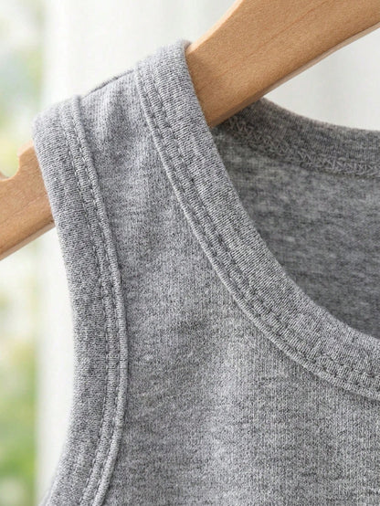Playful Pals 5pcs/Set Baby Boys Toddler Knit Sleeveless Tank Tops Navy Blue Summer Casual Work Undershirts For 6 Months To 3 Years Old Multicolor Basic Vest Tops