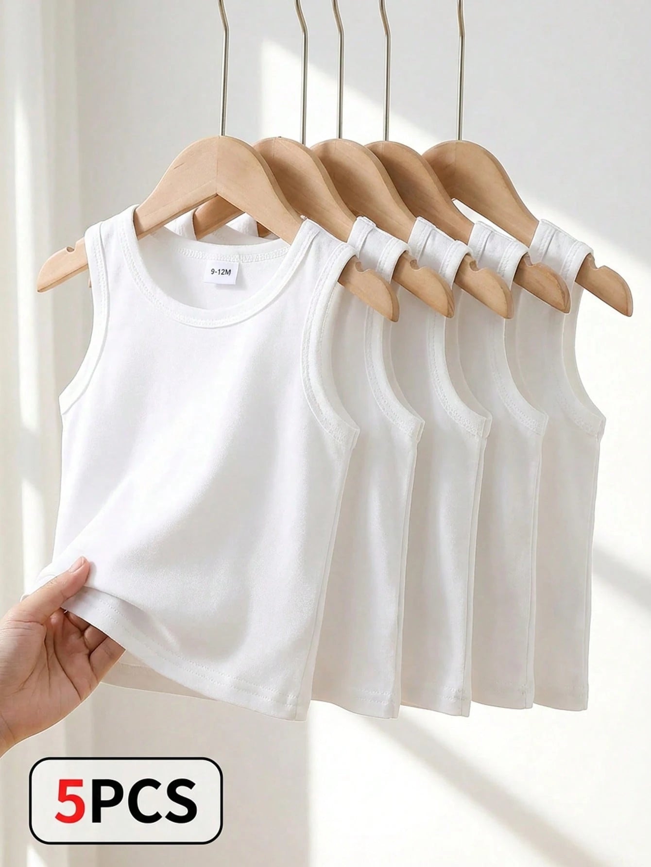 Playful Pals 5pcs/Set Baby Boys Toddler Knit Sleeveless Tank Tops Navy Blue Summer Casual Work Undershirts For 6 Months To 3 Years Old Multicolor Basic Vest Tops
