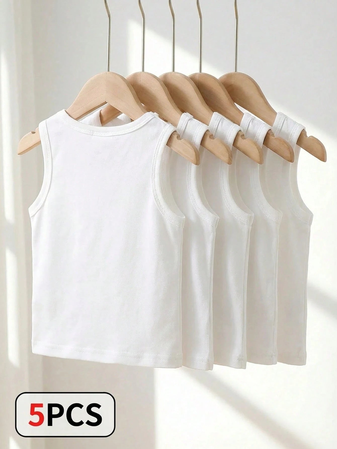 Playful Pals 5pcs/Set Baby Boys Toddler Knit Sleeveless Tank Tops Navy Blue Summer Casual Work Undershirts For 6 Months To 3 Years Old Multicolor Basic Vest Tops
