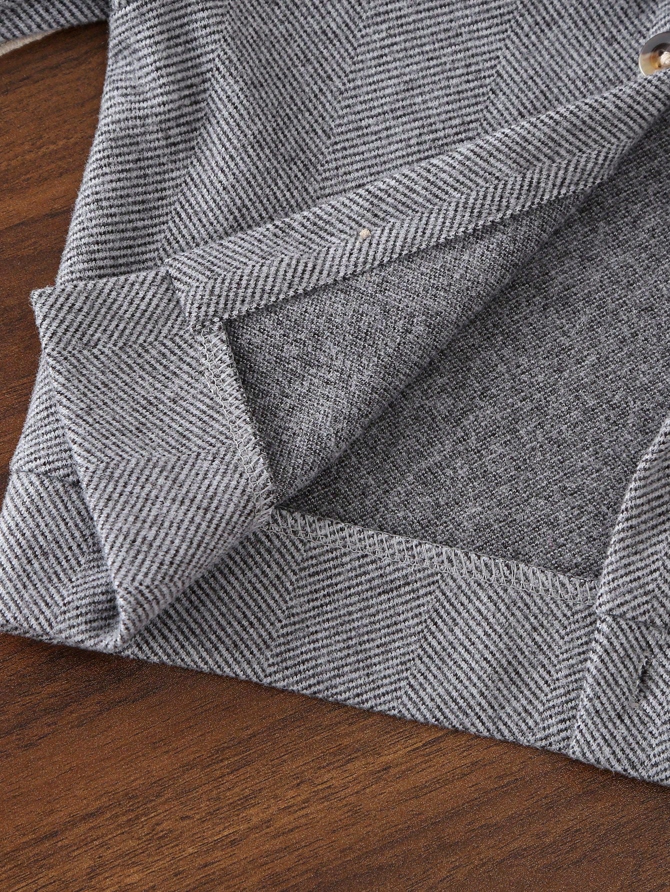Playful Pals Baby Boy Letter Leather Patch Patch Pocket Lapel Long Sleeve Jacquard Wool Shirt Jacket, School, Casual, Vacation, Sports, Daily, Autumn/Winter, 6M-3T, Children's Clothing, Toddler