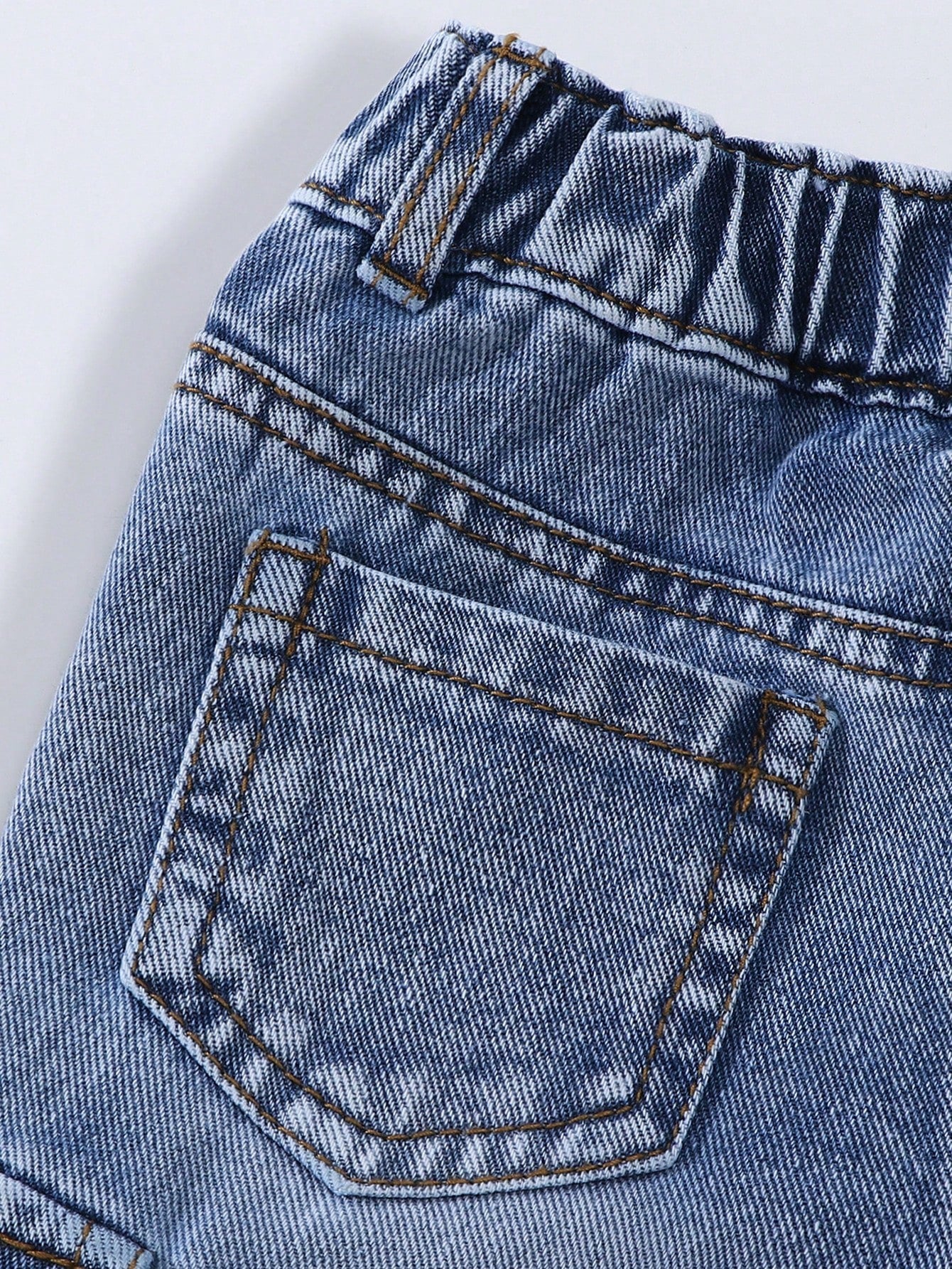 Playful Pals Baby Boy Light Blue Washed Cargo Jeans,Winter Street Life Casual Graphic Street Fashion Back-To-School Loose Mid Denim Pants With 3D Side Pockets