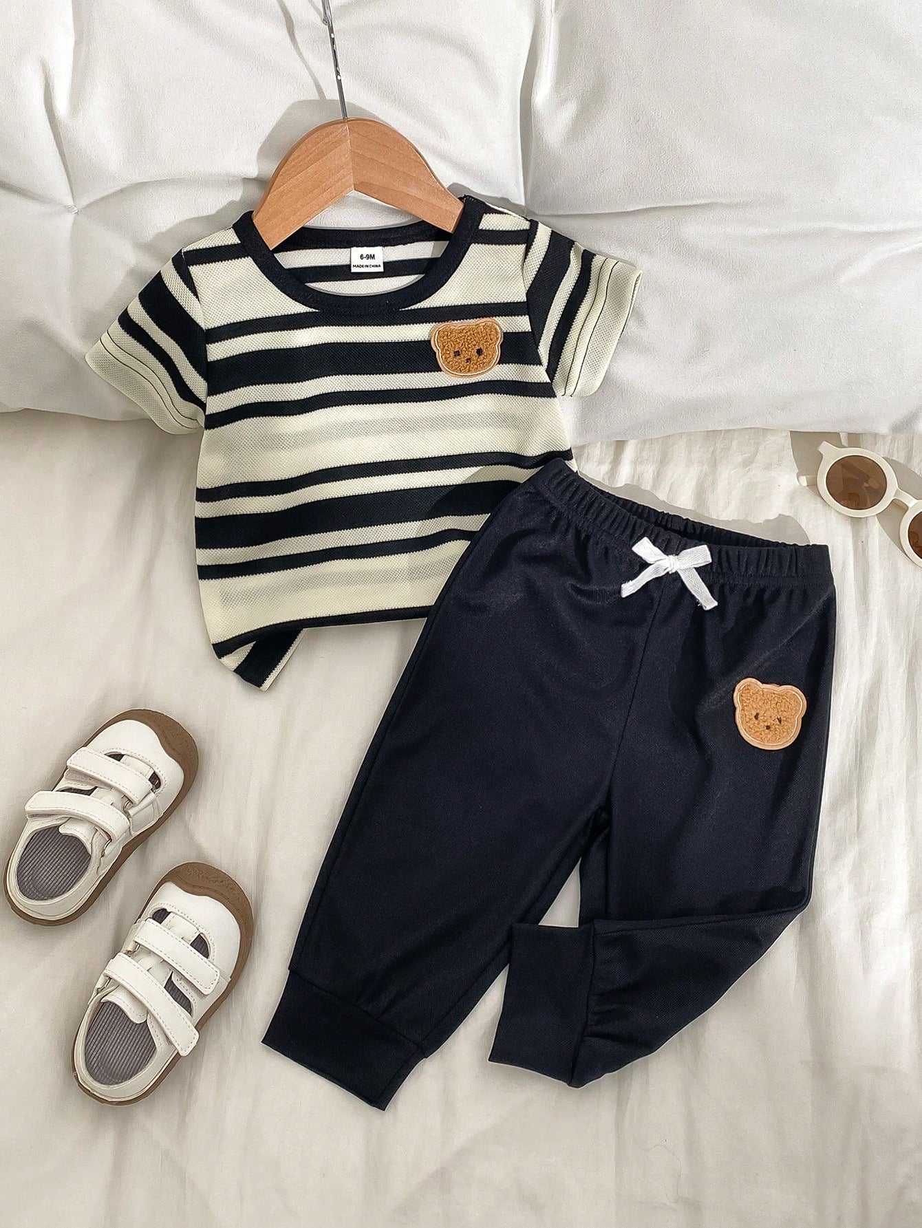 Playful Pals Baby Boys Cute Animal Zoo Monkey Hippo Elephant Zebra Lion Round Neck T-Shirt & Shorts Set,Shades Of Green,Summer,Casual,Beach Vacation Outdoor Wear