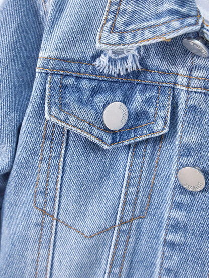 Playful Pals Baby Boys Distressed Denim Jacket, Washed Relaxed Fit Casual Denim Outerwear