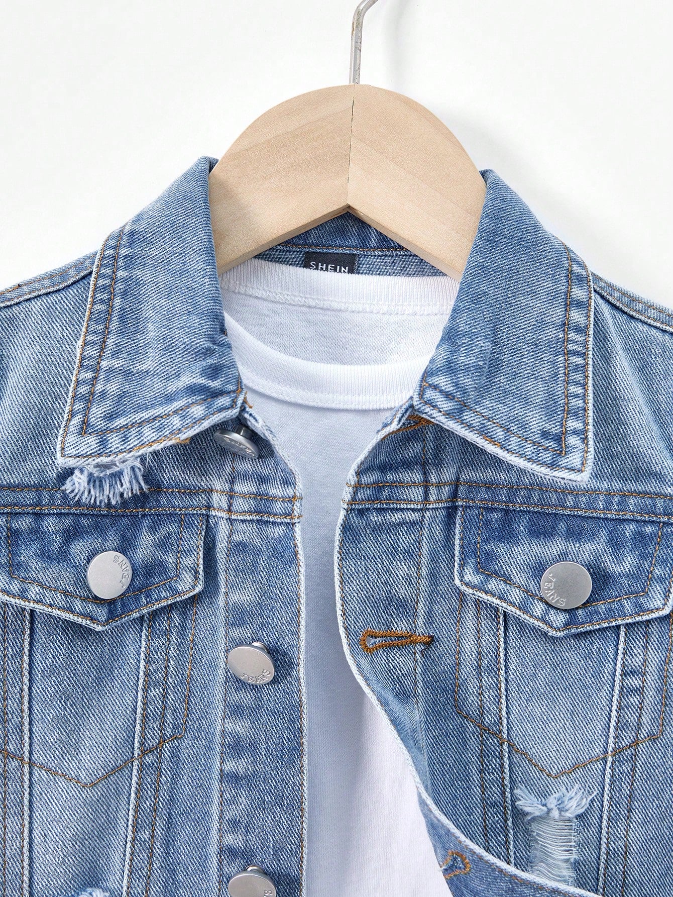 Playful Pals Baby Boys Distressed Denim Jacket, Washed Relaxed Fit Casual Denim Outerwear