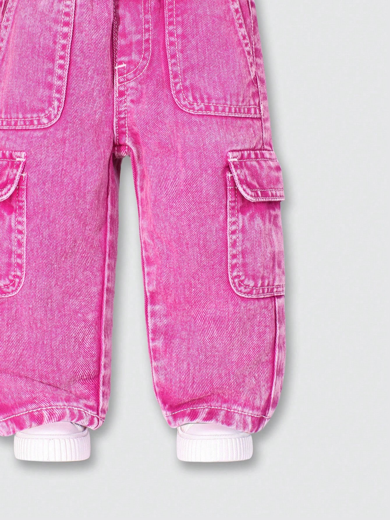 Playful Pals Baby Girl Sweet Floral Pockets Casual Versatile Denim Jeans