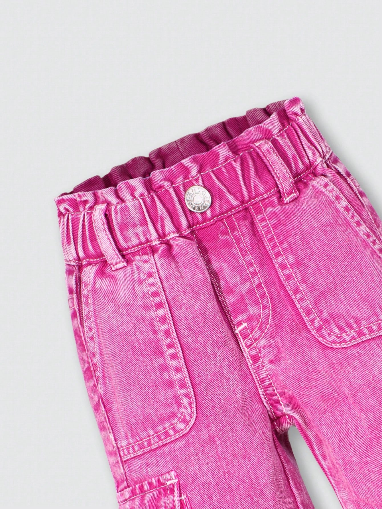 Playful Pals Baby Girl Sweet Floral Pockets Casual Versatile Denim Jeans