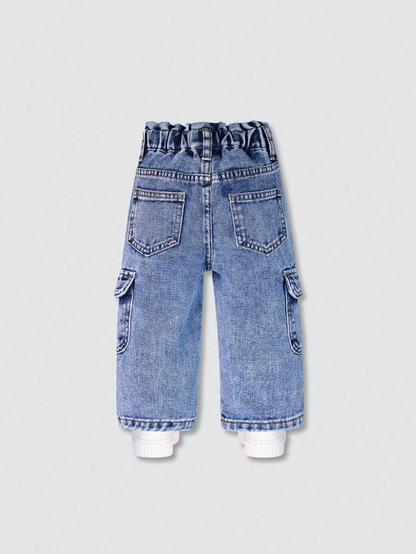 Playful Pals Baby Girl Sweet Floral Pockets Casual Versatile Denim Jeans