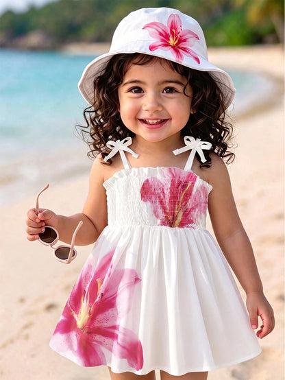 Playful Pals Baby Girls Cute Casual Heart Pattern Dress