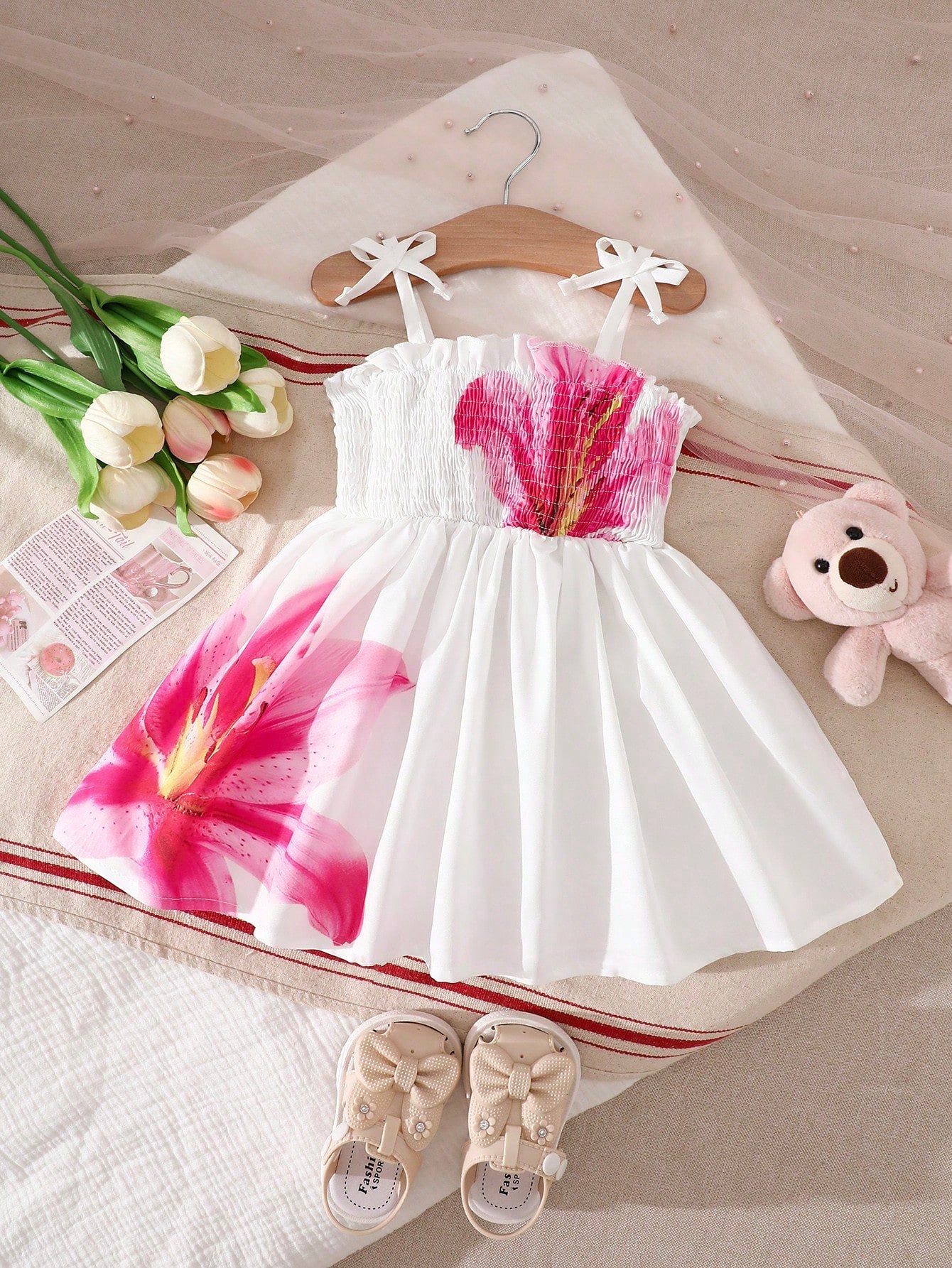Playful Pals Baby Girls Cute Casual Heart Pattern Dress