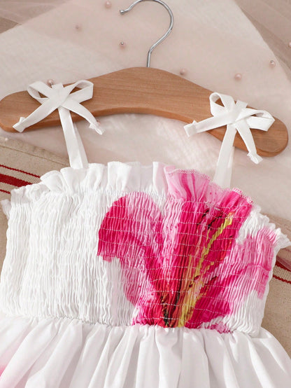 Playful Pals Baby Girls Cute Casual Heart Pattern Dress