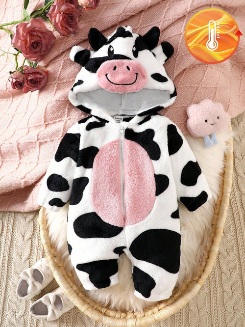 Playful Pals Baby Girls White Hooded Fuzzy Costume Jumpsuit Work Autumn Cowgirl Cute