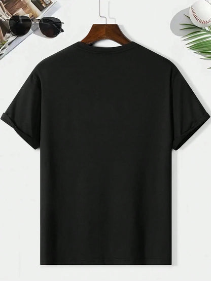 Plus Size- Plus Size- A Stylish Casual Round-Neck T-Shirt For Women In Plus Size, Featuring A Rock-Inspired Self-Mockery Design Of 'MOMBIE' With A Skeleton Hand Making A Rock Gesture, Perfect For Sp
