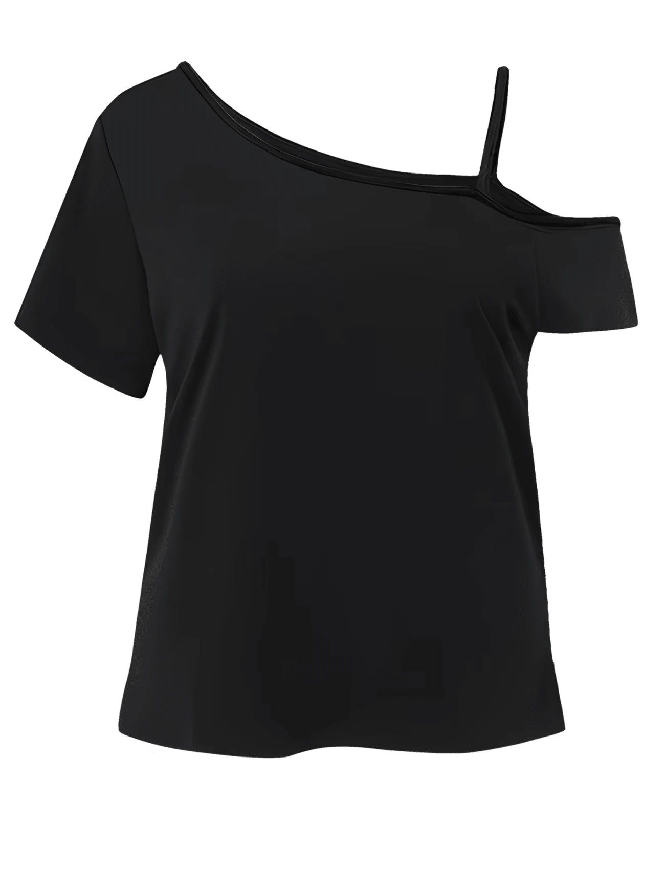 Plus Size Women's Plus Size T Shirts Single Shoulder Short Sleeve Off Shoulder Top Apple And Swirls Pattern Print Y2K Style Summer Outfits For Women