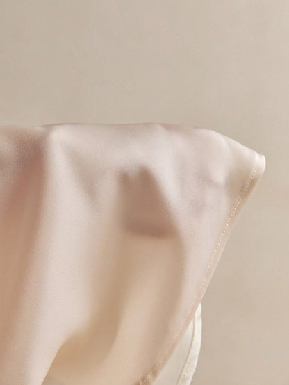 Poéselle Women's Cream White,Summer,Elegant,Tea Party V-Neck Flare Sleeve Ruffle Bow Decor Summer Blouse, Top,Casual Vacation Work Fashion Blouses