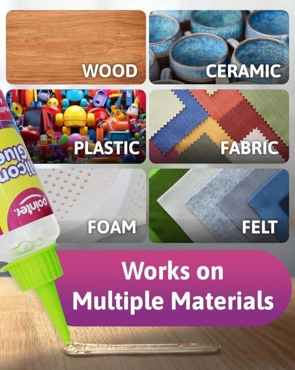 Pointer Silicone Glue Crystal Clear Multipurpose Adhesive For Craft, Art DIY Home Projects Wood Ceramic Plastic Flexible Transparent Household Precise Application Clear Finish Waterproof Seal- 100mL