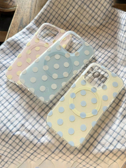 Polka Dot Pattern Cute Minimalist Fashion Shockproof Magnetic Wireless Charging Phone Case Compatible With IPhone 17 Pro Max 16 15 14 13 12 Pro Max 14 15 16 Plus 11 High-Quality Protective Frame Sprin