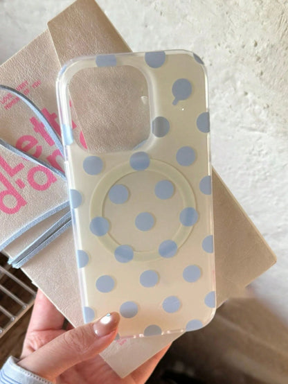 Polka Dot Pattern Cute Minimalist Fashion Shockproof Magnetic Wireless Charging Phone Case Compatible With IPhone 17 Pro Max 16 15 14 13 12 Pro Max 14 15 16 Plus 11 High-Quality Protective Frame Sprin