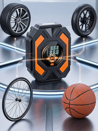Portable 12V Car Air Pump With Pressure Gauge, Fast Inflation Car Tire Pump, 150 Psi Air Inflator, Battery-Free, With LED Light, Suitable For Car/Bicycle/Motorcycle/Ball Small Smart Air Pump