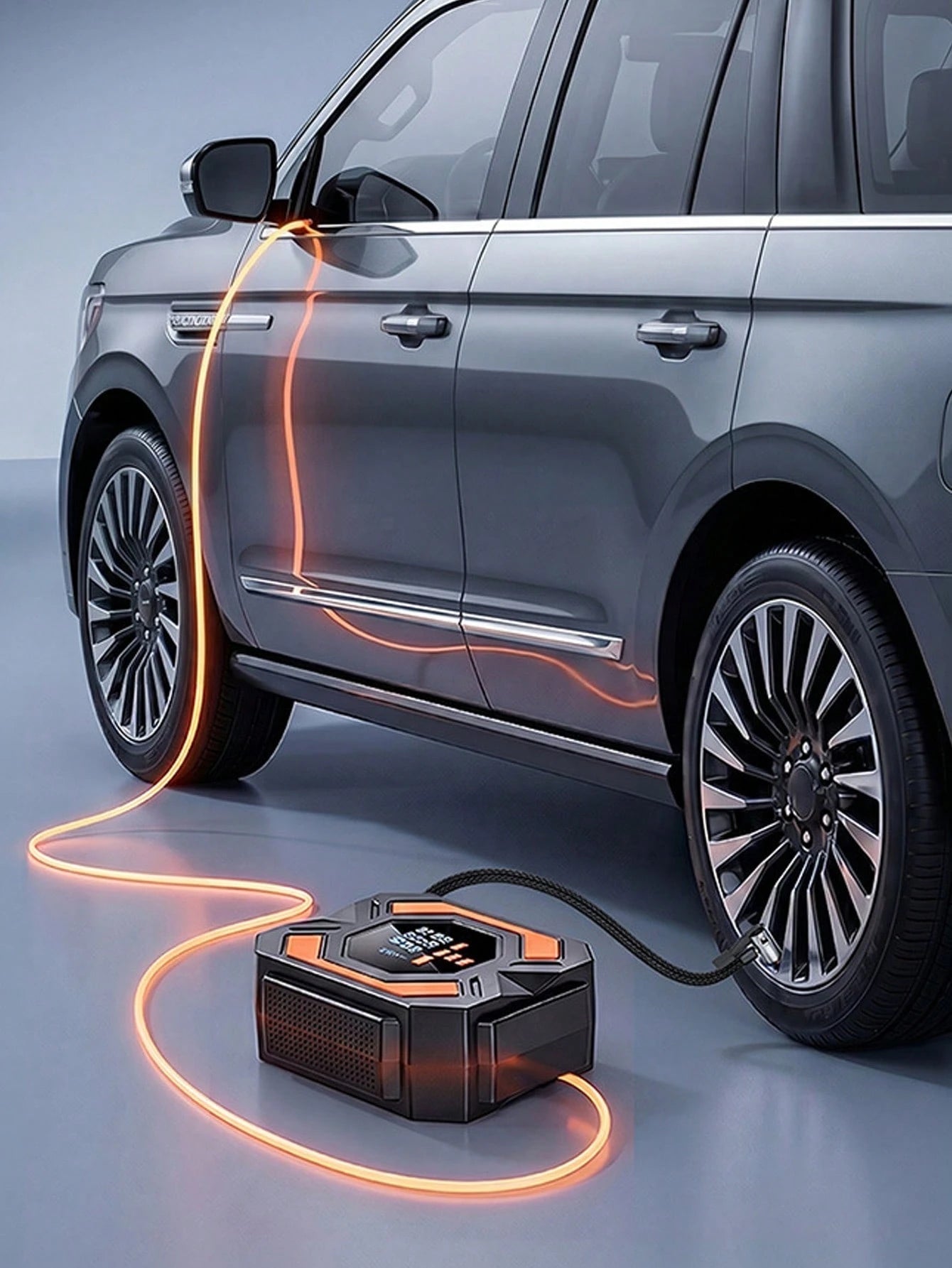 Portable 12V Car Air Pump With Pressure Gauge, Fast Inflation Car Tire Pump, 150 Psi Air Inflator, Battery-Free, With LED Light, Suitable For Car/Bicycle/Motorcycle/Ball Small Smart Air Pump