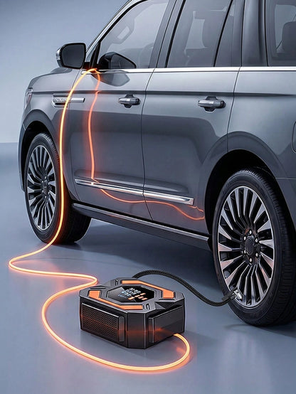 Portable 12V Car Air Pump With Pressure Gauge, Fast Inflation Car Tire Pump, 150 Psi Air Inflator, Battery-Free, With LED Light, Suitable For Car/Bicycle/Motorcycle/Ball Small Smart Air Pump
