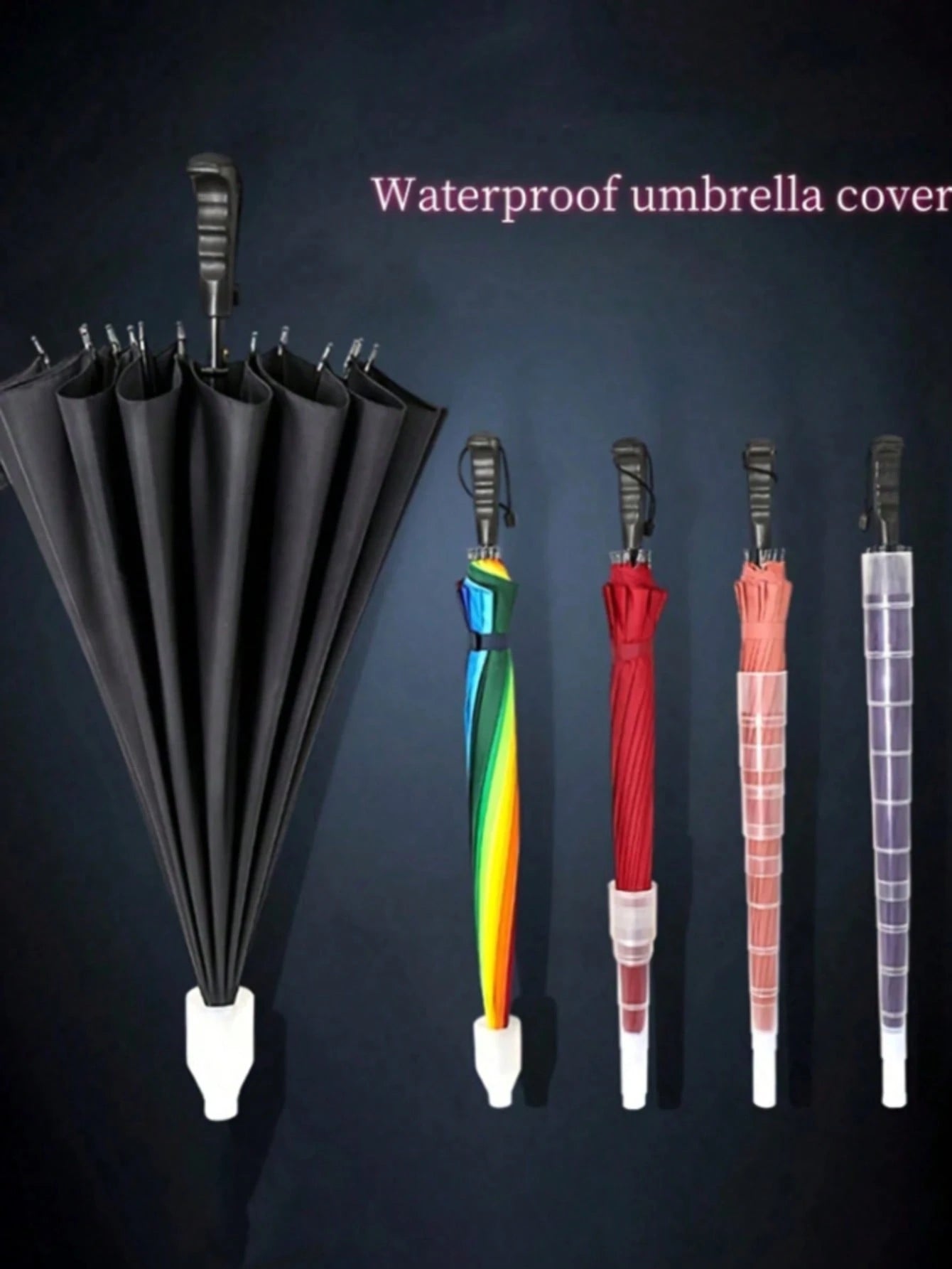 Portable Automatic Open Long Handle Umbrella With Sealed Water Storage Cover, Large Windproof Umbrella, Keeps Car Seats Dry, Suitable For Commuting And Road Trips