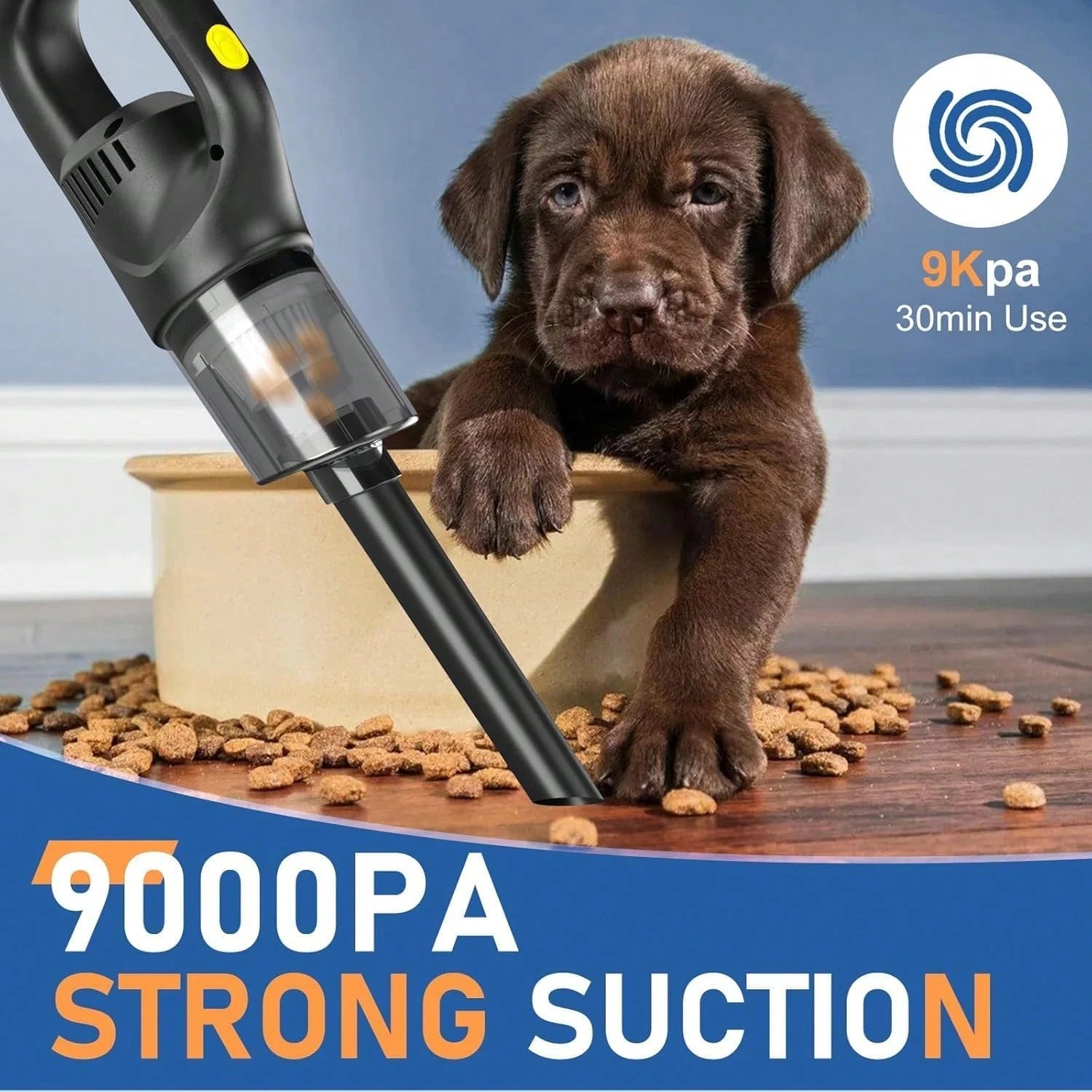 Portable Handheld Car Vacuum Cleaner, 9000Pa Suction Power, Handheld And Portable Design, USB Charging, Suitable For Cleaning Cars, Workshops, Computers, Homes, Decorations, Offices And Home Sofa Clea